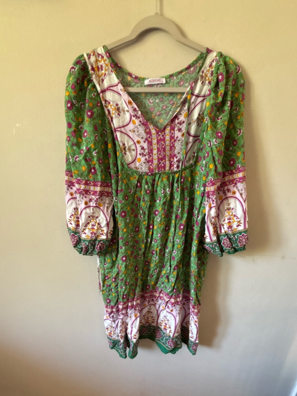 Green Floral Boho Dress